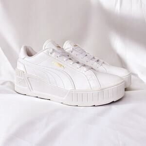 Puma White Leather Cali Wedge Chunky Platform Heel Sneakers Women's Size 10